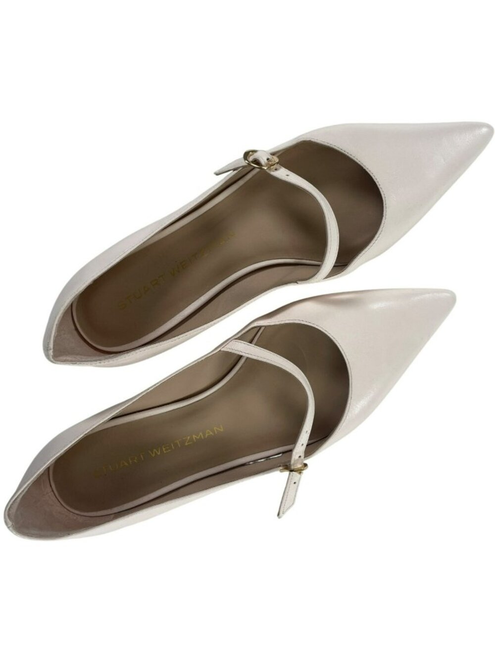 Stuart Weitzman Emilia Mary Jane Seashell Leather Flats Pointed Toe Wmn's Sz 7B - Picture 3 of 11